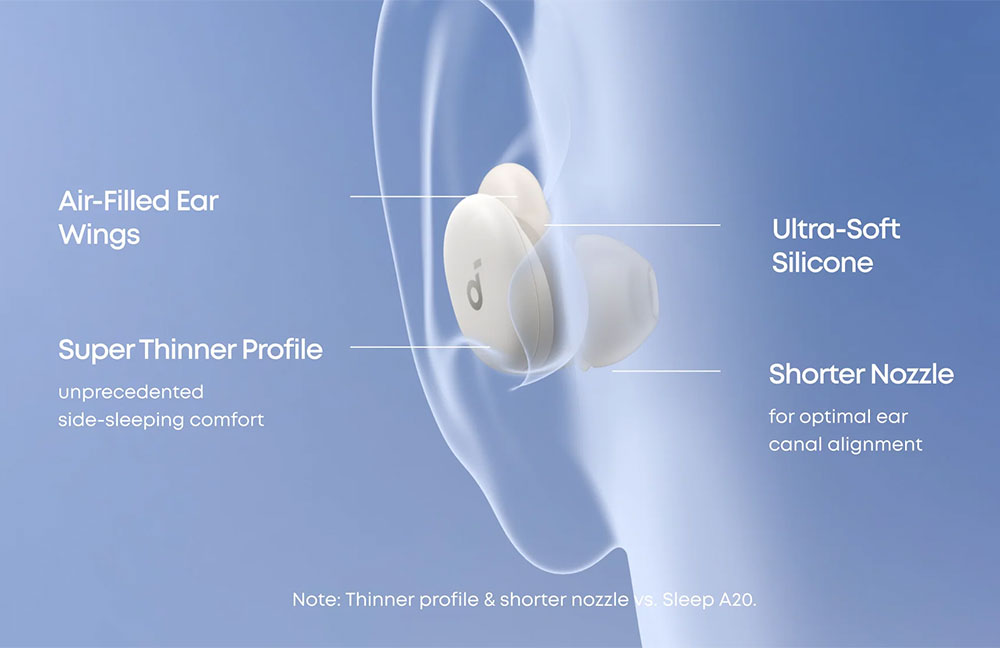 Anker Soundcore Sleep A30 ANC Sleep Earbuds, Up to 45 Hours Playtime, Al Brainwave Audio, APP Control