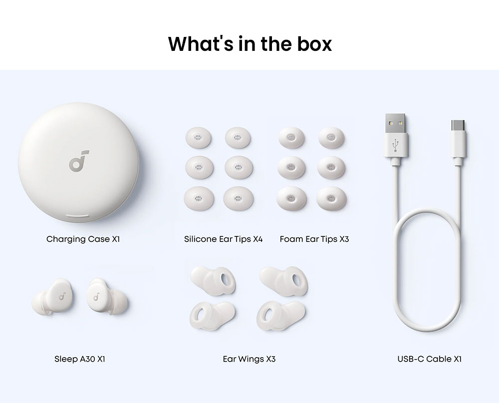 Anker Soundcore Sleep A30 ANC Sleep Earbuds, Up to 45 Hours Playtime, Al Brainwave Audio, APP Control