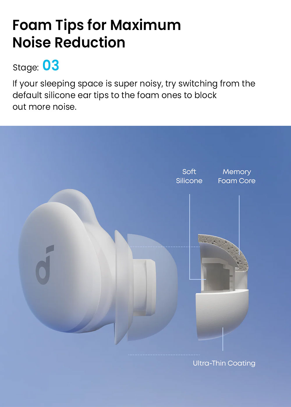 Anker Soundcore Sleep A30 ANC Sleep Earbuds, Up to 45 Hours Playtime, Al Brainwave Audio, APP Control