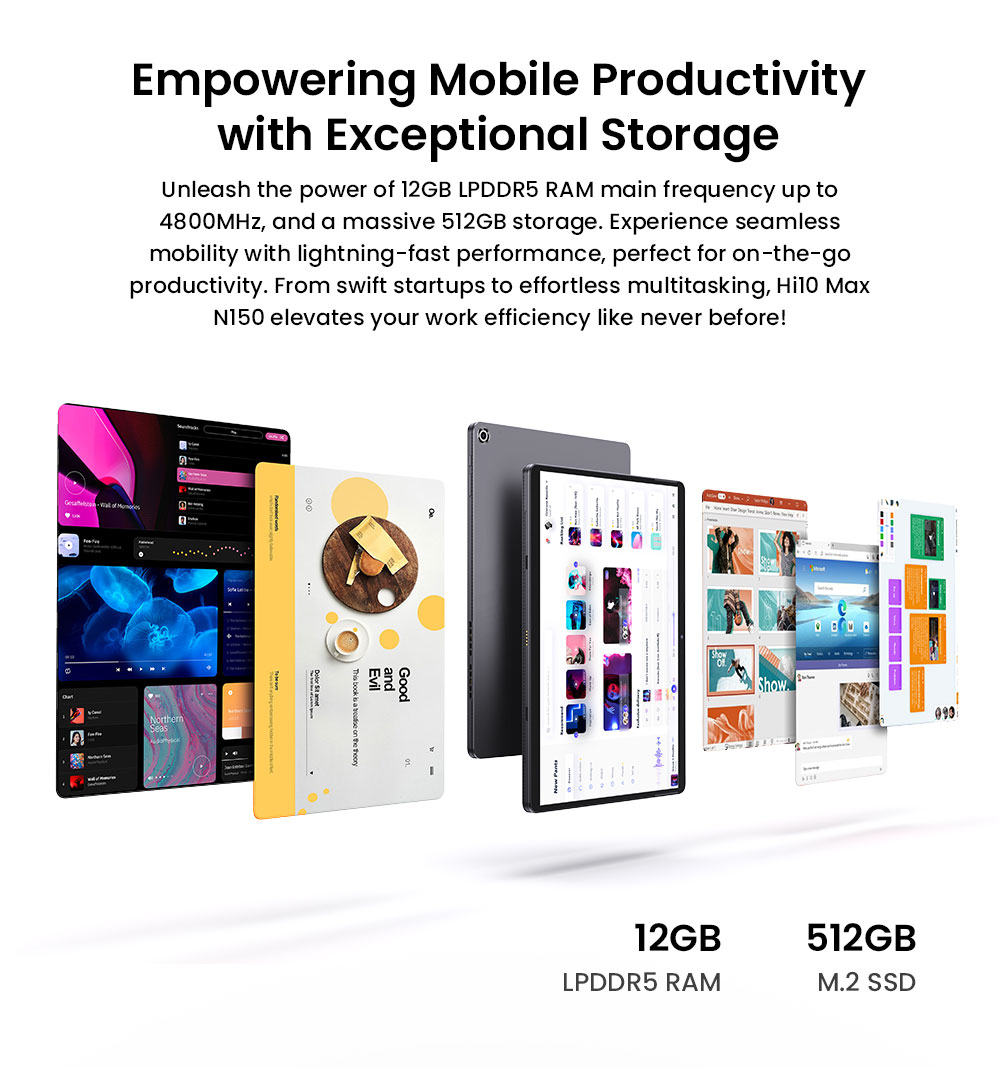 Refurbished CHUWI Hi10 Max Laptop (without Keyboard), Intel N150, 12.96 inch 2880*1920 IPS Touchscreen, 12GB LPDDR5 RAM 512 SSD, USB-C+Micro HDMI 4K Dual Screen Display, WiFi6, 8MP+5MP Camera, 2*Full-featured Type-C, 1*USB3.2, 1*Audio Jack