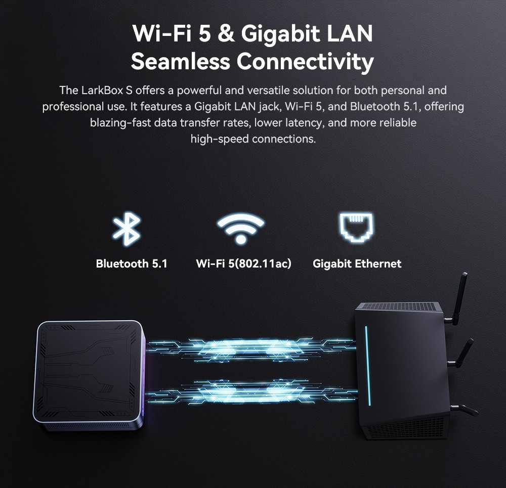CHUWI LarkBox S Mini PC, Intel Core I3-1220P 10 jadier max. 4,4 GHz, 16 GB RAM 512 GB SSD, plnohodnotný trojitý displej Type-C + 2*HDMI 4K, WiFi 5 Bluetooth 5.1, 1*USB3.2 Type-C, 2*USB3.2 Type-A, 2*USB2.0, 1*Audio Jack, 1*RJ45