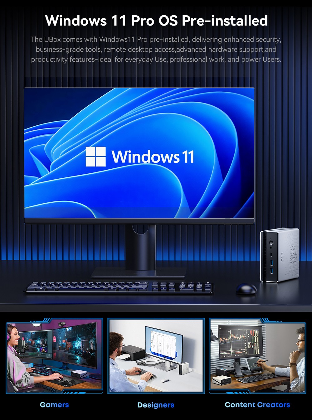 CHUWI UBox Mini PC, AMD Ryzen 5 7430U 6 c&oelig;urs max 4.3GHz, 16GB RAM 512GB SSD, USB-C + HDMI + DP 4K triple &eacute;cran complet, WiFi 6 Bluetooth 5.2, 2*USB3.2, 2*USB2.0, 2*2.5G LAN, 1*prise audio