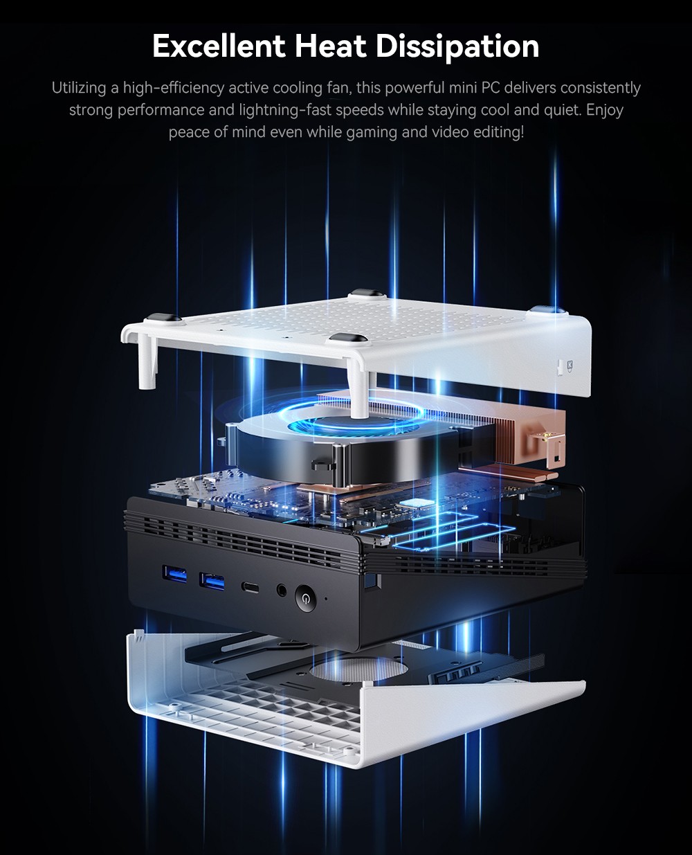 CHUWI UBox Mini PC, AMD Ryzen 5 7430U 6 c&oelig;urs max 4.3GHz, 16GB RAM 512GB SSD, USB-C + HDMI + DP 4K triple &eacute;cran complet, WiFi 6 Bluetooth 5.2, 2*USB3.2, 2*USB2.0, 2*2.5G LAN, 1*prise audio