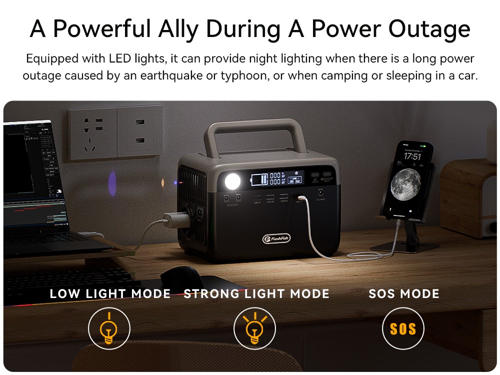 Flashfish BP030B 300 W-os hordozhat&oacute; t&ouml;ltő&aacute;llom&aacute;s, 230,4 Wh-s LiFePO4 akkumul&aacute;tor, 600 W-os t&uacute;lfesz&uuml;lts&eacute;g, h&aacute;l&oacute;zati aljzatok, &aacute;teresztő t&ouml;lt&eacute;s, napelemes gener&aacute;tor kempingez&eacute;shez/otthoni biztons&aacute;gi ment&eacute;shez/v&eacute;szhelyzetekhez/h&aacute;l&oacute;zaton k&iacute;v&uuml;li/&aacute;ramkimarad&aacute;sok eset&eacute;re