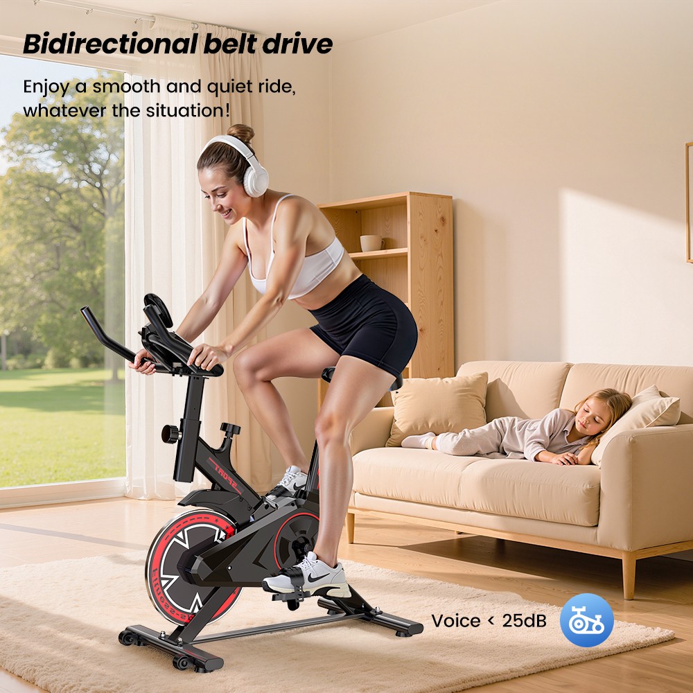 Formill QK101 Indoor Exercise Bike, Silent Belt Drive, Adjustable Resistance, LCD Display, Max Load 120kg, Family Fitness