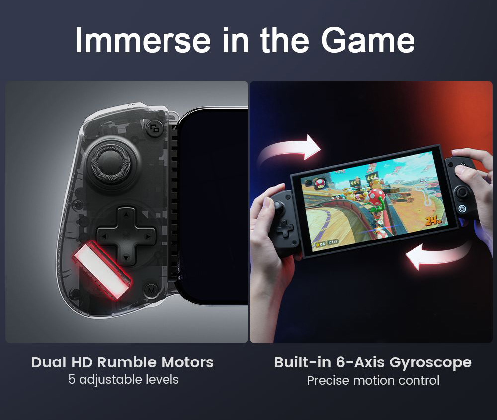 GameSir X5s Wireless Mobile Game Controller, Compatible with Switch, Switch2, Android, iOS, PC, 105-213mm Retractable Range