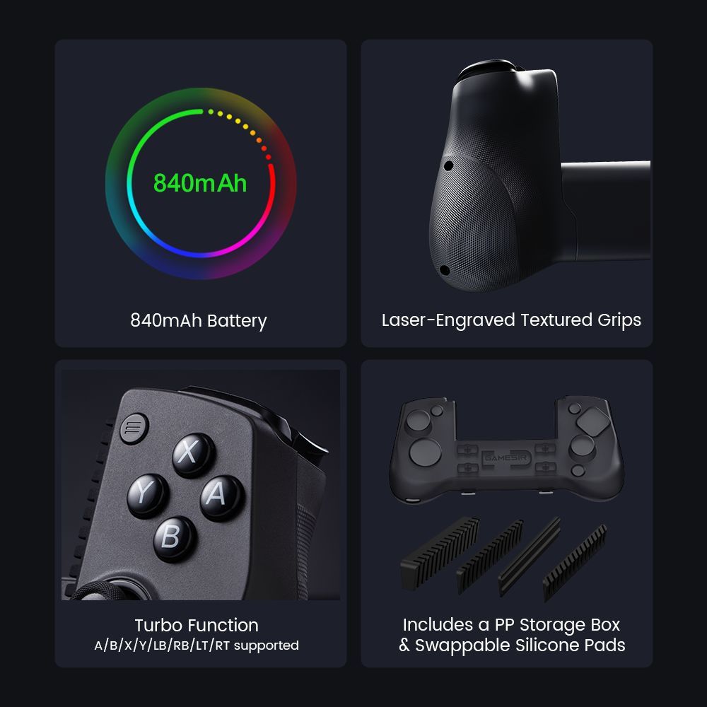 GameSir X5s Wireless Mobile Game Controller, Compatible with Switch, Switch2, Android, iOS, PC, 105-213mm Retractable Range