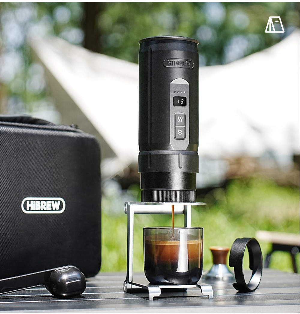 HiBREW H4C Ultra Portable Espresso Maker, bezdrôtový ohrev, 20 barov, 100 ml nádržka na vodu, odnímateľná batéria - čierny