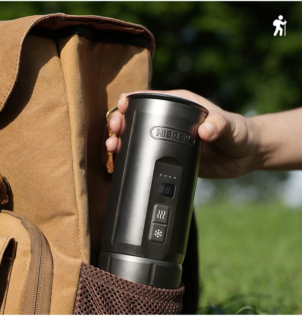 HiBREW H4C Ultra Portable Espresso Maker, bezdrôtový ohrev, 20 barov, 100 ml nádržka na vodu, odnímateľná batéria - čierny