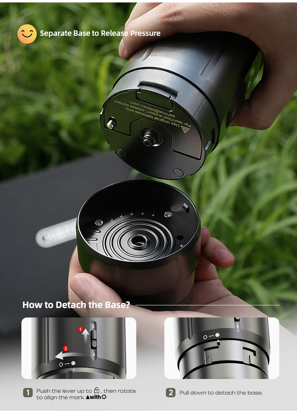 HiBREW H4C Ultra Portable Espresso Maker, bezdrôtový ohrev, 20 barov, 100 ml nádržka na vodu, odnímateľná batéria - čierny