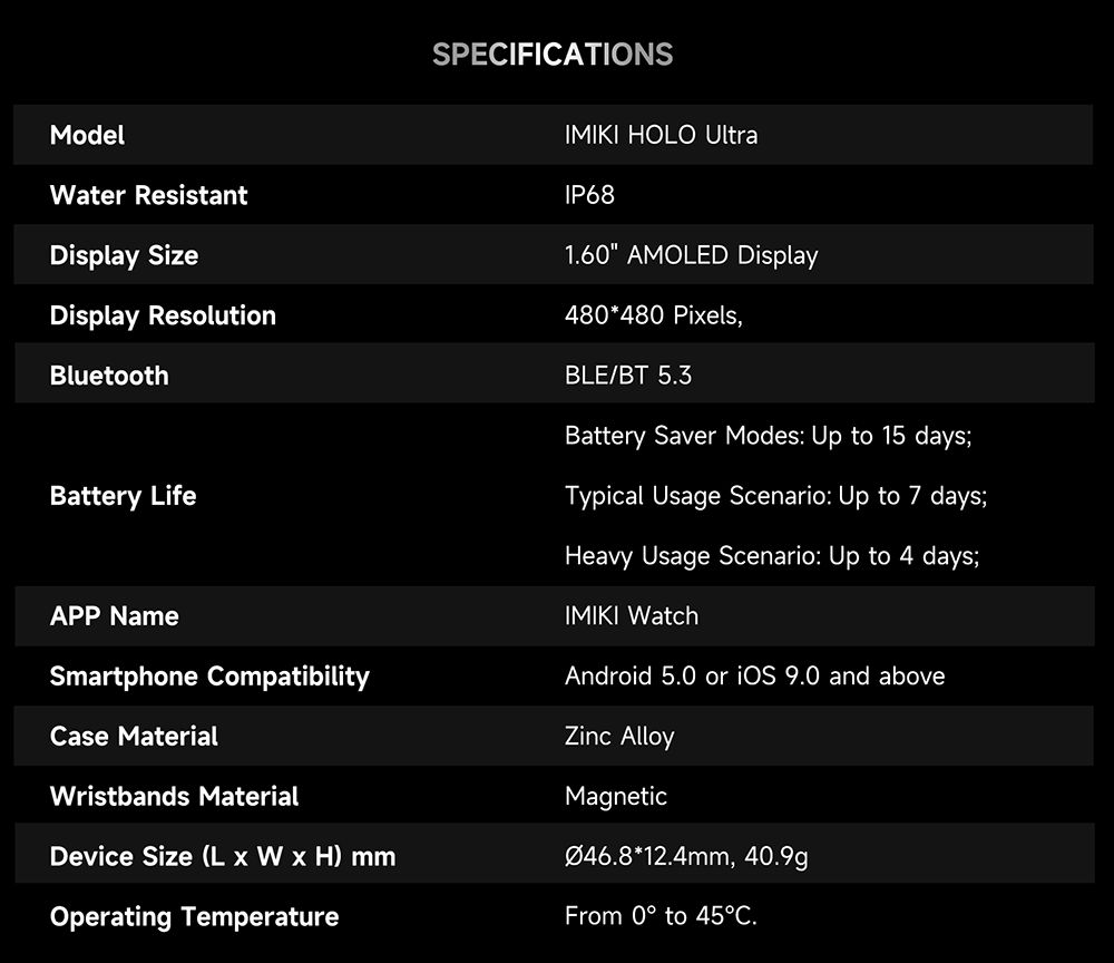 IMIKI Holo Ultra Smartwatch, 1.6