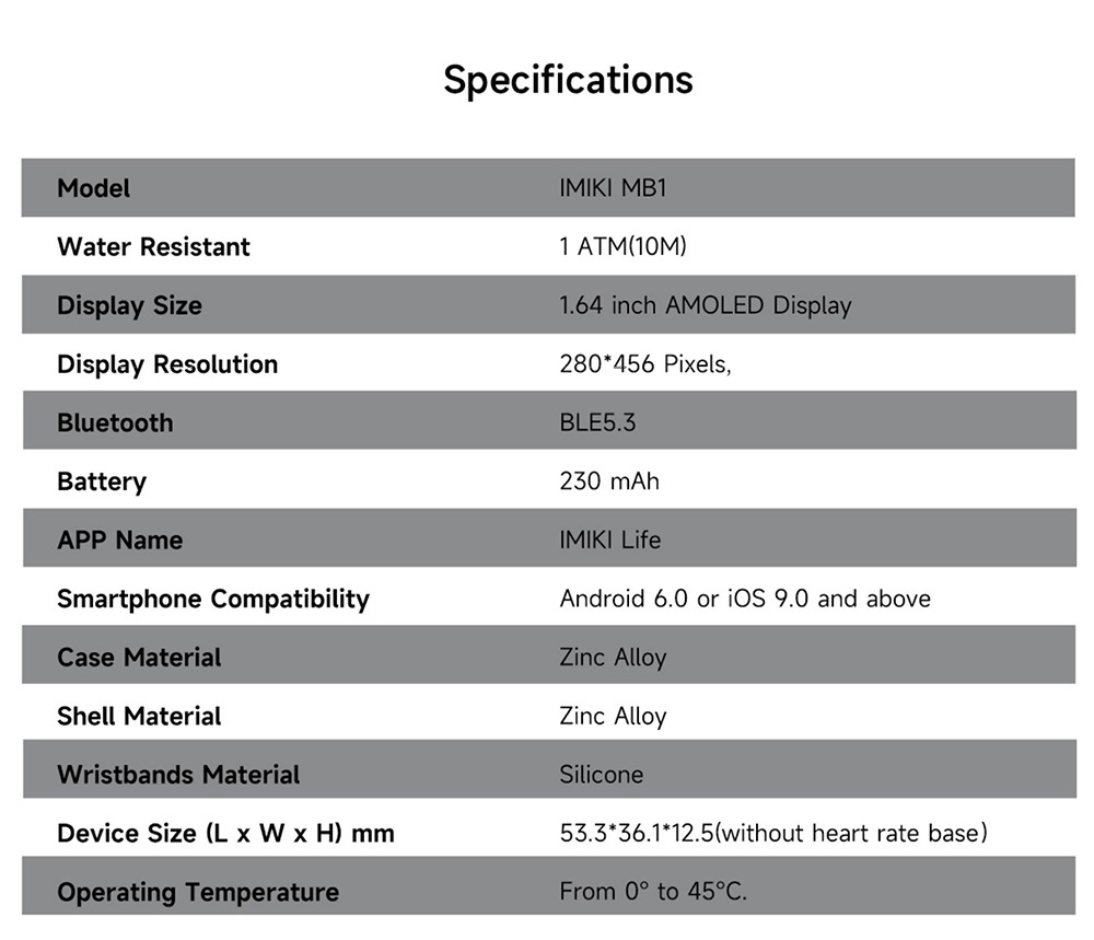 IMIKI MB1 Smartwatch, 1.64 inch AMOLED Screen, Bluetooth Calling, 100+ Sports Modes, 150+ Watch Faces, Health & Sleep Monitoring, 1 ATM Water Resistance - Black