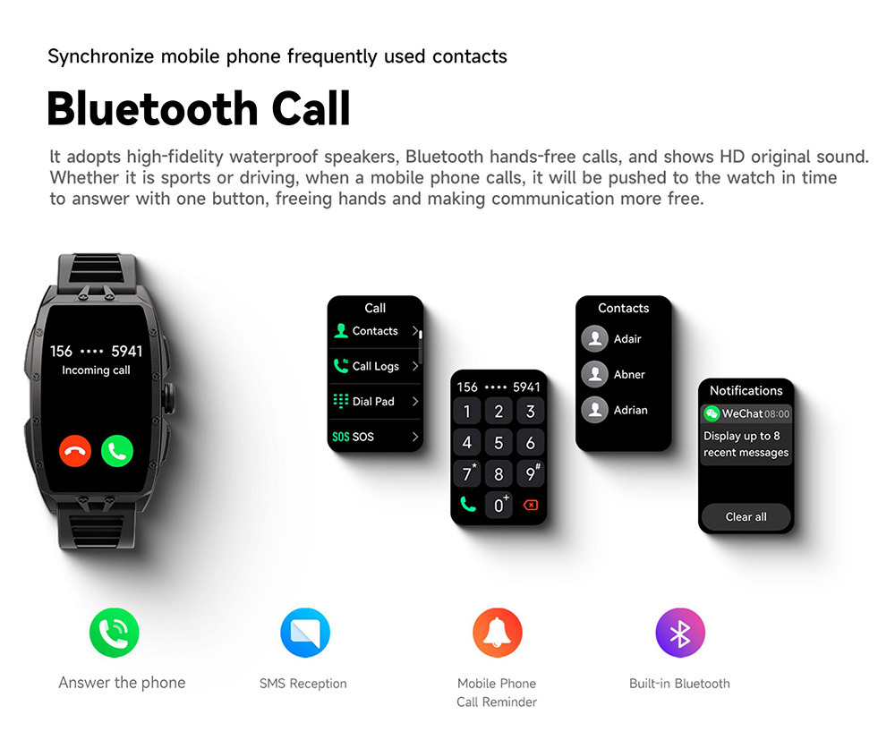 IMIKI MB1 Smartwatch, 1.64 inch AMOLED Screen, Bluetooth Calling, 100+ Sports Modes, 150+ Watch Faces, Health & Sleep Monitoring, 1 ATM Water Resistance - Black