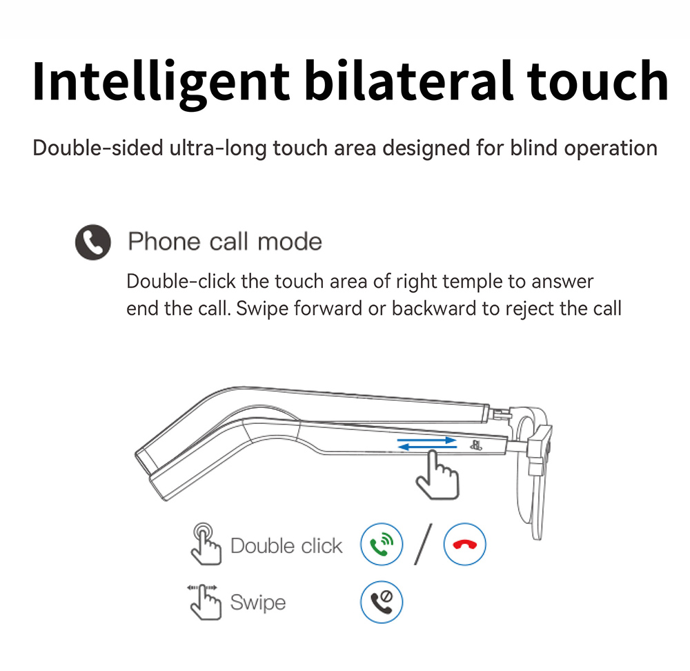 IMIKI SG1 Smart Bluetooth Audio Glasses, Call Noise Reduction, Intelligent Touch Control