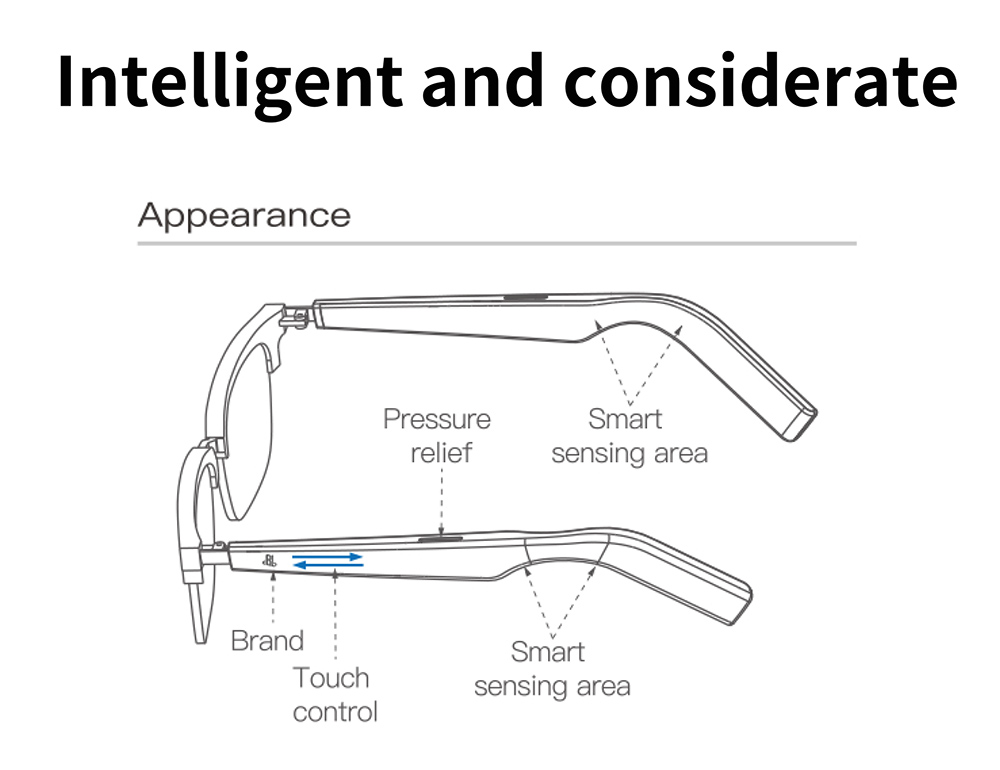 IMIKI SG1 Smart Bluetooth Audio Glasses, Call Noise Reduction, Intelligent Touch Control