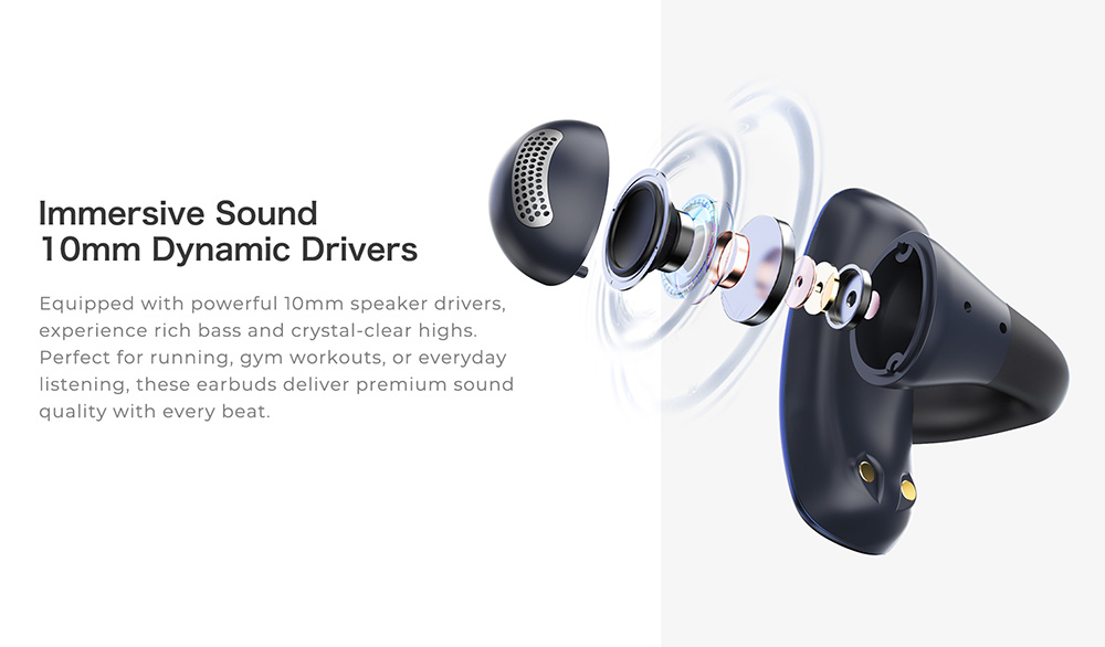 IMIKI SP1 Earbuds, Bluetooth 5.4, Up to 24 Hours Battery Life, IPX4 Waterproof - Black