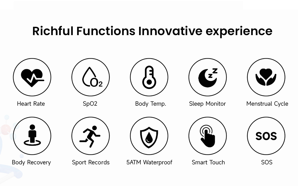 IMIKI Smart Ring 2, 5ATM Waterproof, Sleep Monitoring, Touch Control - 12#, Diameter 21.7mm, Circumference 68mm