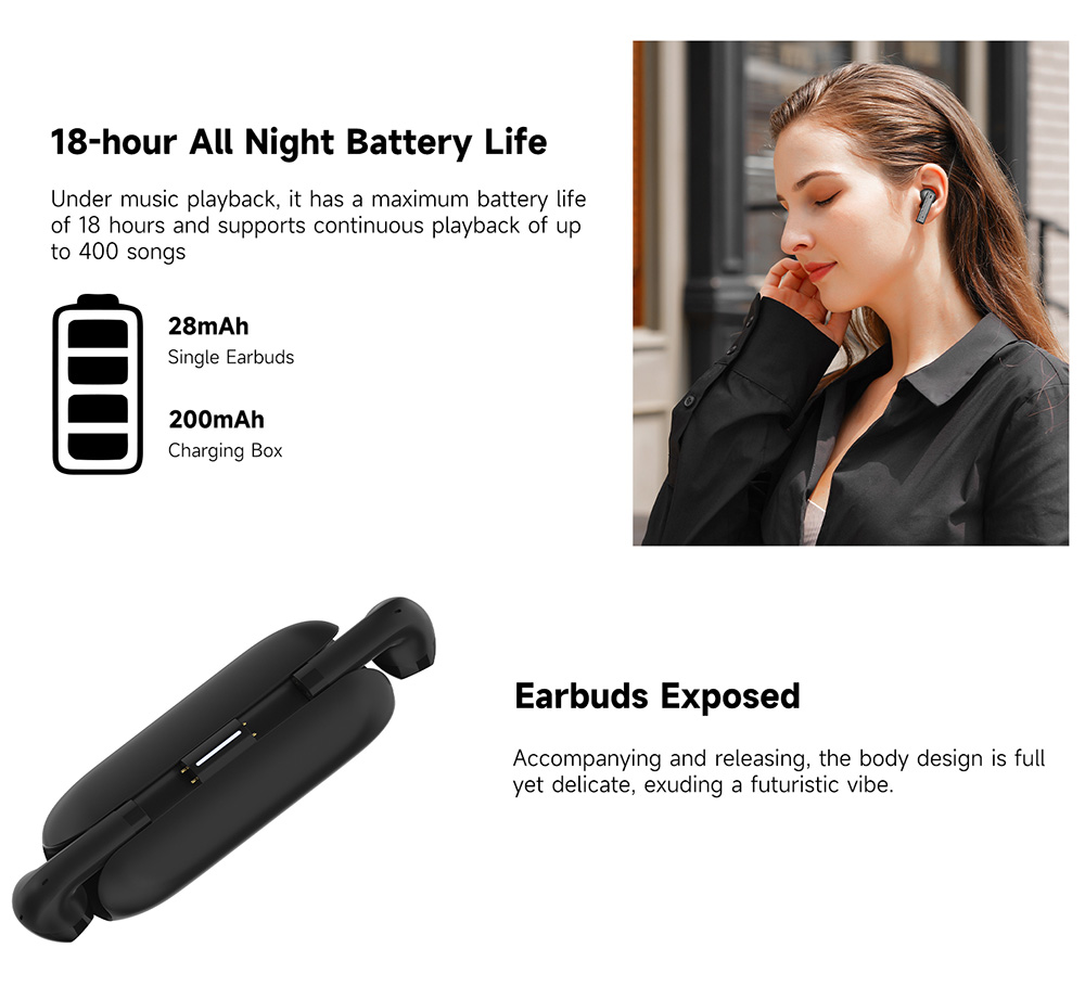 IMIKI T12 SE Earphones, Bluetooth 5.3, Up to 18 Hours Playtime