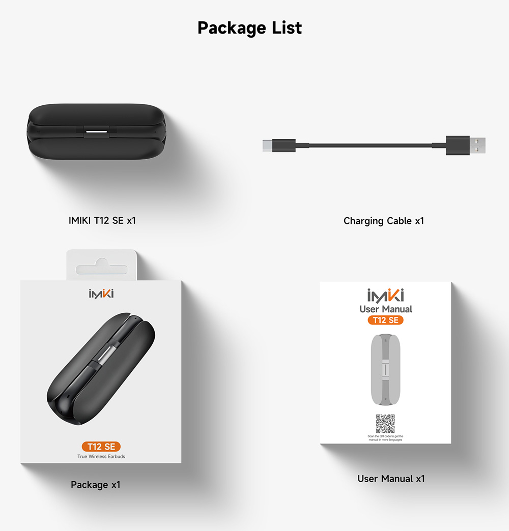 IMIKI T12 SE Earphones, Bluetooth 5.3, Up to 18 Hours Playtime