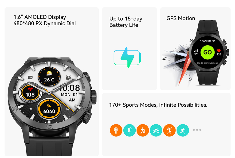 IMIKI XPLORER Pro Smartwatch, 1.6