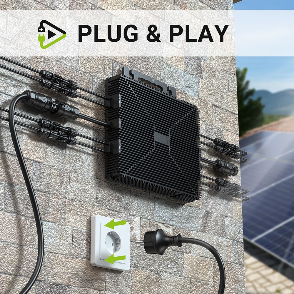 LIONSHEE LS-L2000M Micro Inverter, 4 MPPTs, 230V Output, 96% Peak Efficiency, IP67 Waterproof, Wi-Fi Smart Monitoring