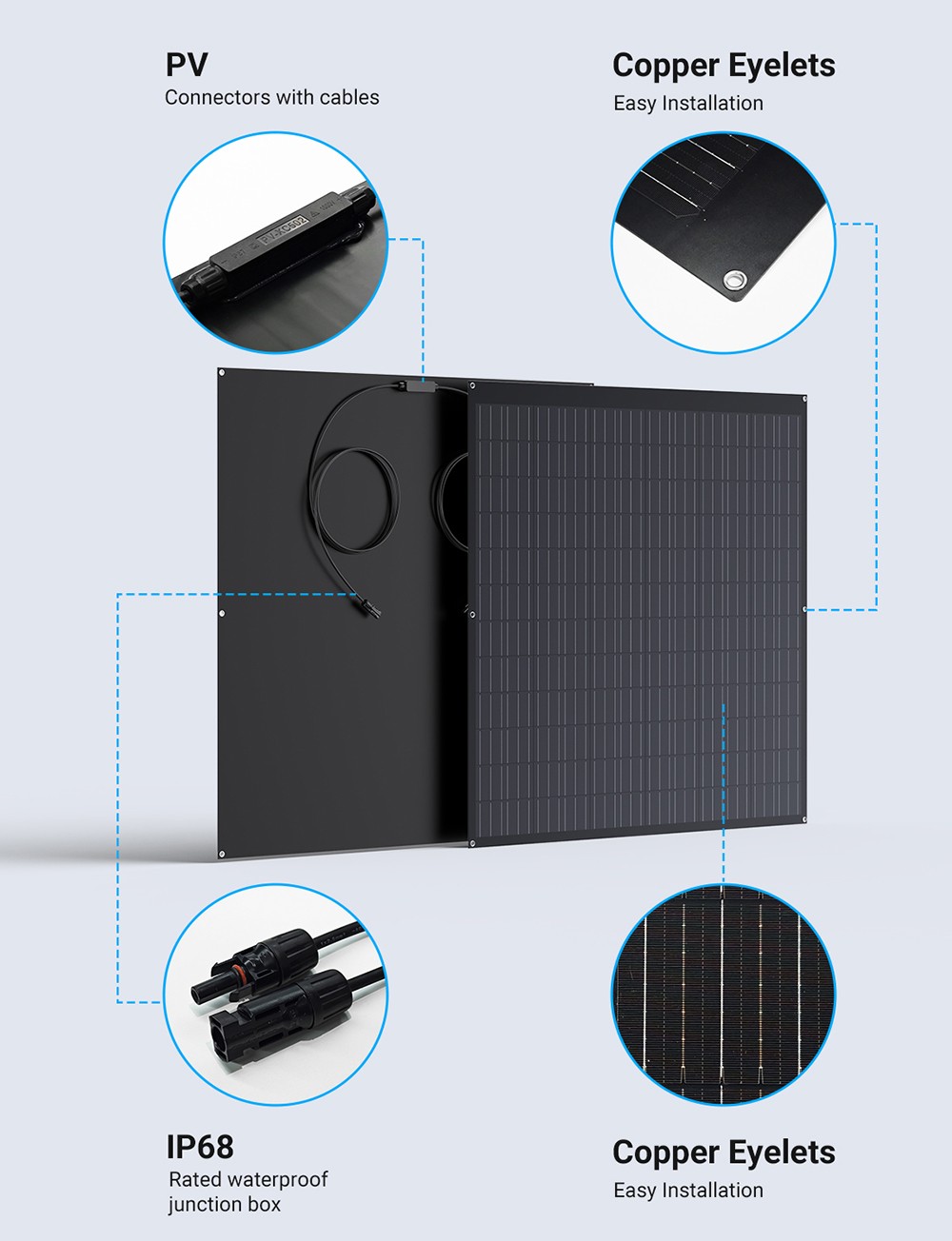 LIONSHEE LS-SP240 240 W flexibles Solarmodul, 2 St&uuml;ck, 17,55 % hoher Wirkungsgrad, biegbar bis 120&deg;, 182 x 83 mm Mono-Solarzelle, IP67 wasserdicht, f&uuml;r Wohnmobil/Balkon/Rucks&auml;cke