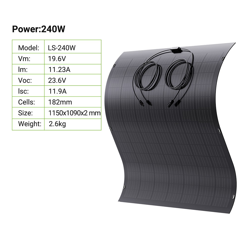 LIONSHEE LS-SP240 240 W flexibles Solarmodul, 2 St&uuml;ck, 17,55 % hoher Wirkungsgrad, biegbar bis 120&deg;, 182 x 83 mm Mono-Solarzelle, IP67 wasserdicht, f&uuml;r Wohnmobil/Balkon/Rucks&auml;cke