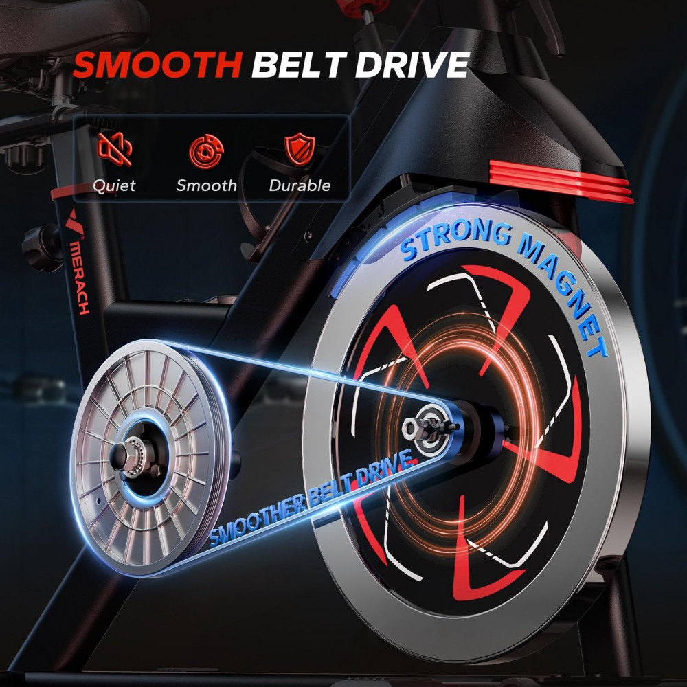 MERACH S38 m&aacute;gneses szobaker&eacute;kp&aacute;r, saj&aacute;t fejleszt&eacute;sű alkalmaz&aacute;ssal, 350 font teherb&iacute;r&aacute;s&uacute; &eacute;s 40 font lendker&eacute;kkel, &aacute;ll&oacute; ker&eacute;kp&aacute;r otthoni edzőteremhez - Fekete