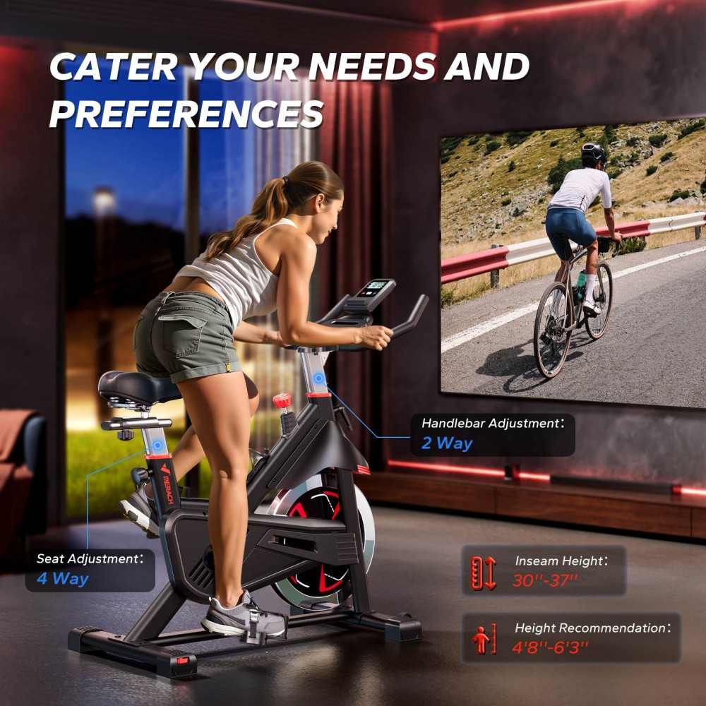 MERACH S38 m&aacute;gneses szobaker&eacute;kp&aacute;r, saj&aacute;t fejleszt&eacute;sű alkalmaz&aacute;ssal, 350 font teherb&iacute;r&aacute;s&uacute; &eacute;s 40 font lendker&eacute;kkel, &aacute;ll&oacute; ker&eacute;kp&aacute;r otthoni edzőteremhez - Fekete