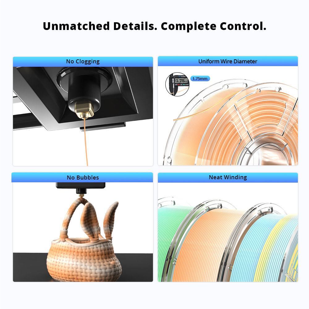 Mecpow nagysebess&eacute;gű PETG filament, 1 kg - k&eacute;k-feh&eacute;r