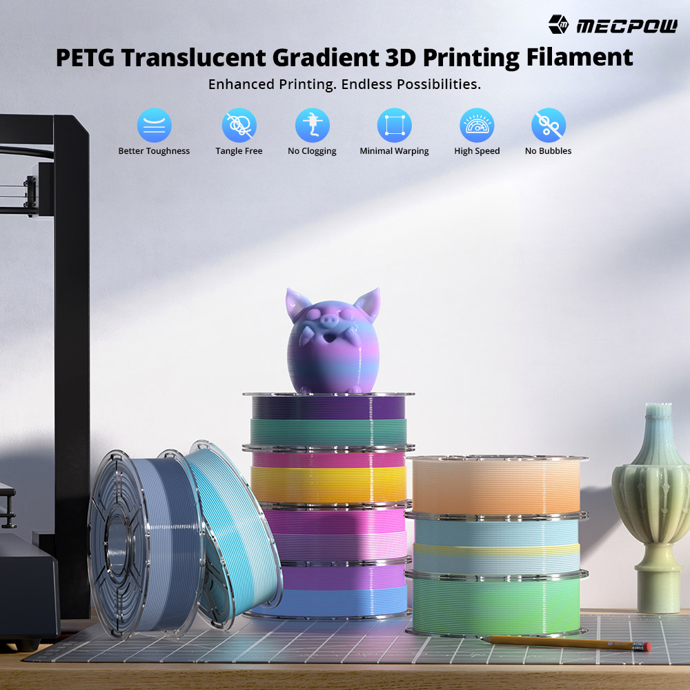 Mecpow Hochgeschwindigkeits PETG Filament, 1kg - Pink-Wei&szlig;