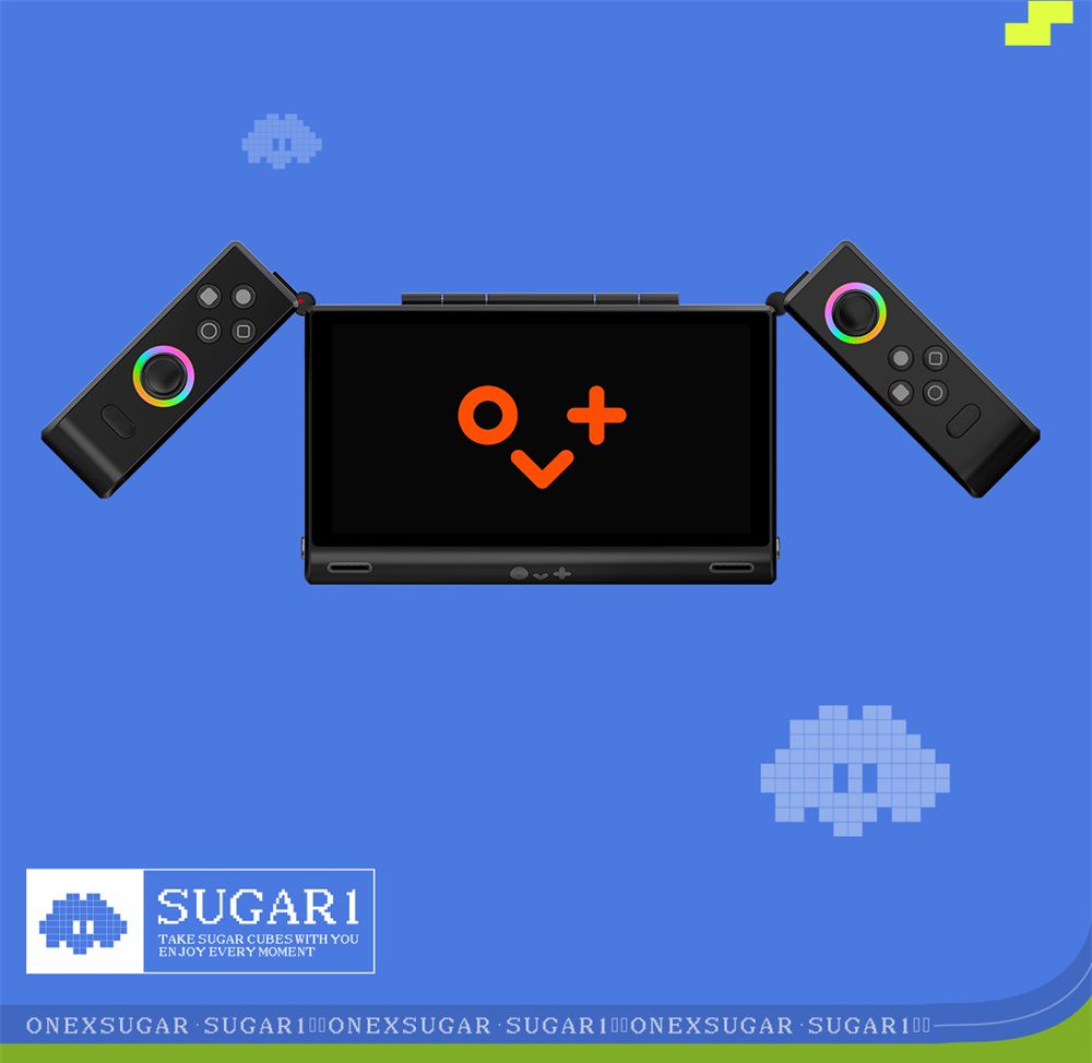 One Netbook ONEXSUGAR Sugar 1 Convertible Dual-screen Handheld Console, 6.01& 3.92 inch OLED Screen, Snapdragon G3 Gen 3, Android 14, 16GB RAM 512GB Storage, Hall Effect Joysticks, RGB Lights, 5600mAh Battery, WiFi 7 Bluetooth 5.3 - Black