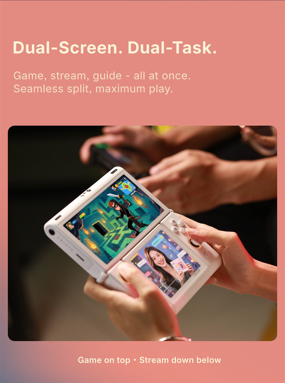 One Netbook ONEXSUGAR Sugar 1 Convertible Dual-screen Handheld Console, 6.01& 3.92 inch OLED Screen, Snapdragon G3 Gen 3, Android 14, 16GB RAM 512GB Storage, Hall Effect Joysticks, RGB Lights, 5600mAh Battery, WiFi 7 Bluetooth 5.3 - Black