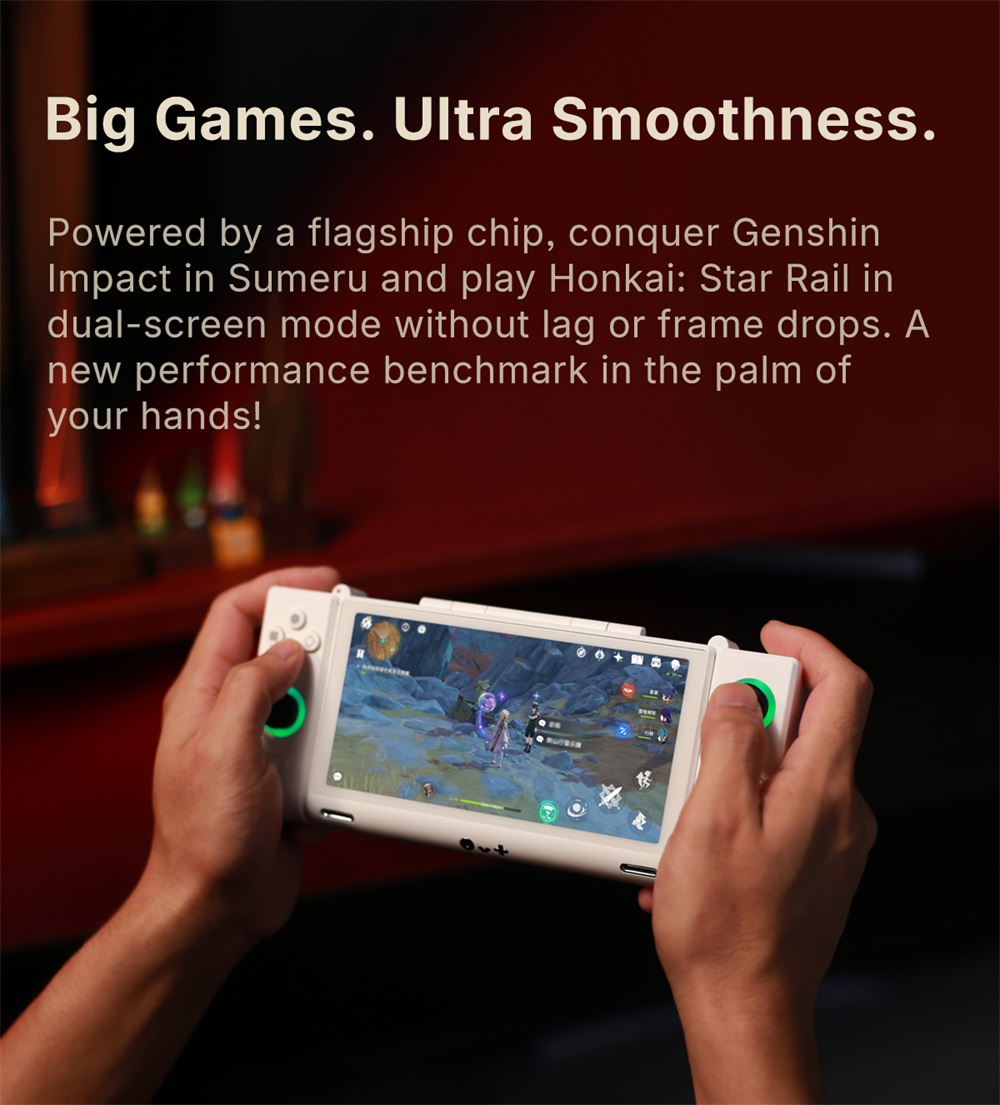 One Netbook ONEXSUGAR Sugar 1 Convertible Dual-screen Handheld Console, 6.01& 3.92 inch OLED Screen, Snapdragon G3 Gen 3, Android 14, 16GB RAM 512GB Storage, Hall Effect Joysticks, RGB Lights, 5600mAh Battery, WiFi 7 Bluetooth 5.3 - White