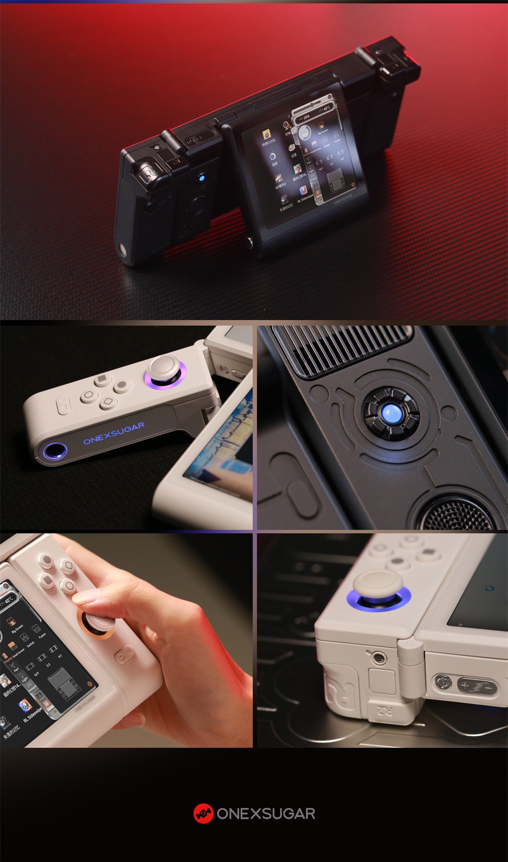 One Netbook ONEXSUGAR Sugar 1 Convertible Dual-screen Handheld Console, 6.01& 3.92 inch OLED Screen, Snapdragon G3 Gen 3, Android 14, 16GB RAM 512GB Storage, Hall Effect Joysticks, RGB Lights, 5600mAh Battery, WiFi 7 Bluetooth 5.3 - White