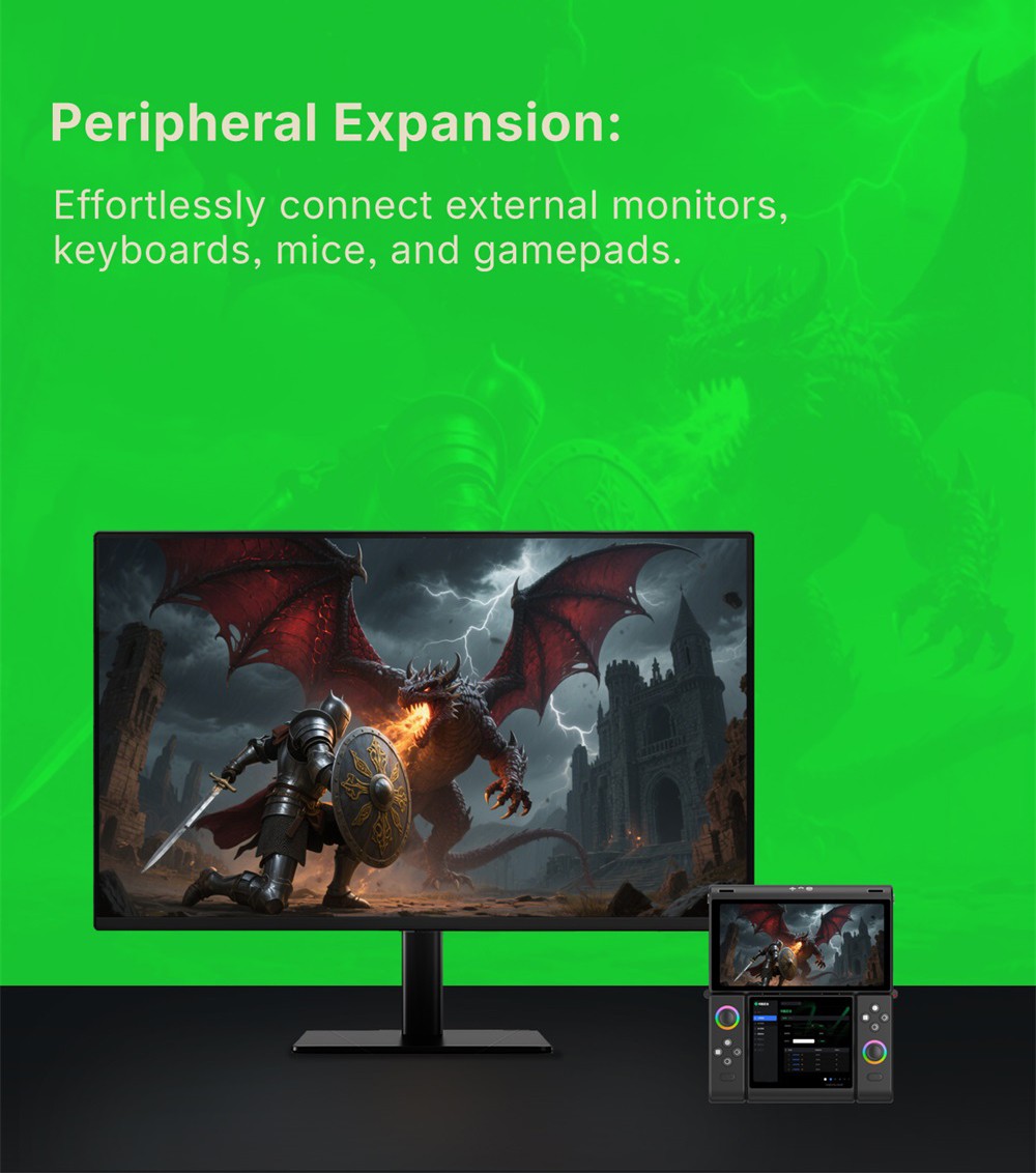 One Netbook ONEXSUGAR Sugar 1 Convertible Dual-screen Handheld Console, 6.01& 3.92 inch OLED Screen, Snapdragon G3 Gen 3, Android 14, 16GB RAM 512GB Storage, Hall Effect Joysticks, RGB Lights, 5600mAh Battery, WiFi 7 Bluetooth 5.3 - White