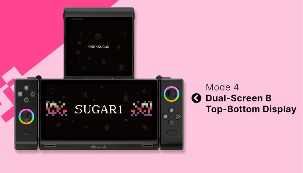 One Netbook ONEXSUGAR Sugar 1 Convertible Dual-screen Handheld Console, 6.01& 3.92 inch OLED Screen, Snapdragon G3 Gen 3, Android 14, 16GB RAM 512GB Storage, Hall Effect Joysticks, RGB Lights, 5600mAh Battery, WiFi 7 Bluetooth 5.3 - White