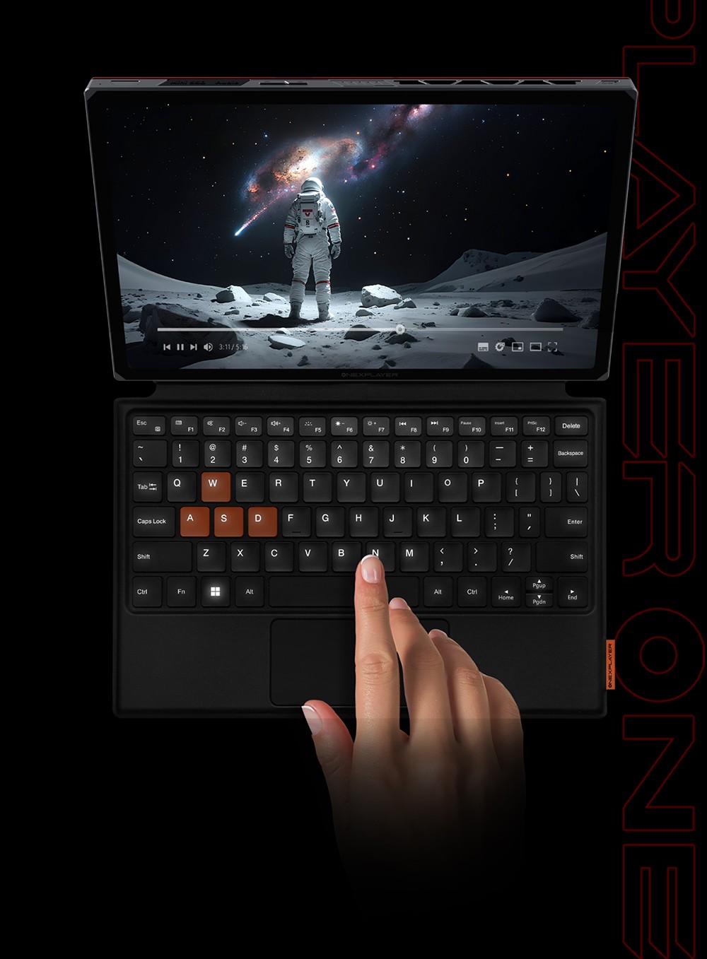 One Netbook OneXPlayer X1 Air Portable 3-in-1 Gaming PC, Intel Core Ultra 7 258V 8 Cores Max 4.8GHz, 10.95 inch 2560*1600 120Hz Screen, 32GB LPDDR5X RAM 1TB SSD, Facial & Fingerprint Unlock, 2*USB4.0, 1*USB3.2, 1*TF Card, 1*Mini SSD Slot - EU Plug