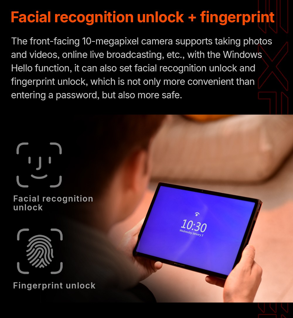 One Netbook OneXPlayer X1 Air Portable 3-in-1 Gaming PC, Intel Core Ultra 7 258V 8 Cores Max 4.8GHz, 10.95 inch 2560*1600 120Hz Screen, 32GB LPDDR5X RAM 1TB SSD, Facial & Fingerprint Unlock, 2*USB4.0, 1*USB3.2, 1*TF Card, 1*Mini SSD Slot - EU Plug