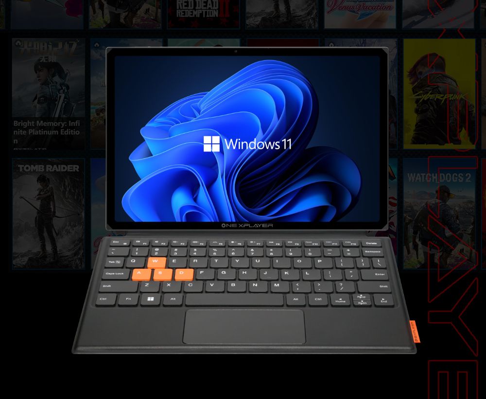 One Netbook OneXPlayer X1 Air Portable 3-in-1 Gaming PC, Intel Core Ultra 7 258V 8 Cores Max 4.8GHz, 10.95 inch 2560*1600 120Hz Screen, 32GB LPDDR5X RAM 1TB SSD, Facial & Fingerprint Unlock, 2*USB4.0, 1*USB3.2, 1*TF Card, 1*Mini SSD Slot - EU Plug