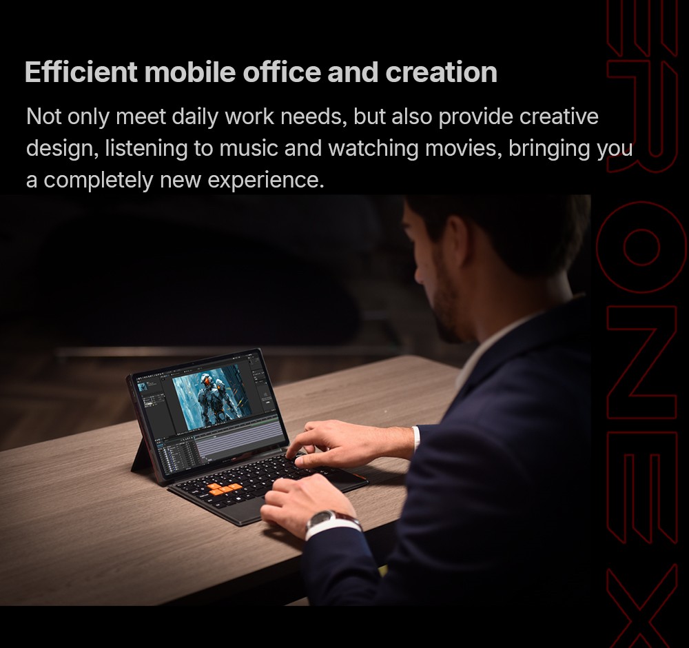 One Netbook OneXPlayer X1 Air Portable 3-in-1 Gaming PC, Intel Core Ultra 7 258V 8 Cores Max 4.8GHz, 10.95 inch 2560*1600 120Hz Screen, 32GB LPDDR5X RAM 1TB SSD, Facial & Fingerprint Unlock, 2*USB4.0, 1*USB3.2, 1*TF Card, 1*Mini SSD Slot - EU Plug