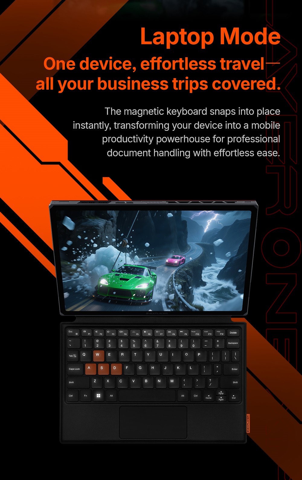 One Netbook OneXPlayer X1 Air Portable 3-in-1 Gaming PC, Intel Core Ultra 7 258V 8 Cores Max 4.8GHz, 10.95 inch 2560*1600 120Hz Screen, 32GB LPDDR5X RAM 1TB SSD, Facial & Fingerprint Unlock, 2*USB4.0, 1*USB3.2, 1*TF Card, 1*Mini SSD Slot - EU Plug