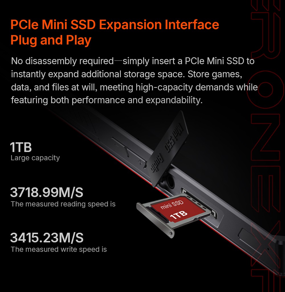 One Netbook OneXPlayer X1 Air Portable 3-in-1 Gaming PC, Intel Core Ultra 7 258V 8 Cores Max 4.8GHz, 10.95 inch 2560*1600 120Hz Screen, 32GB LPDDR5X RAM 2TB SSD, Facial & Fingerprint Unlock, 2*USB4.0, 1*USB3.2, 1*TF Card, 1*Mini SSD Slot - EU Plug