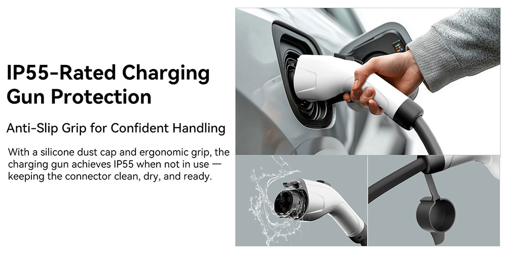 Oscal EV7000 Smart Wall Mounted EV Charger (EU Plug) with RFID Card Access &; App Control, Compact &; Powerful, Faster, Smarter, Safer - White
