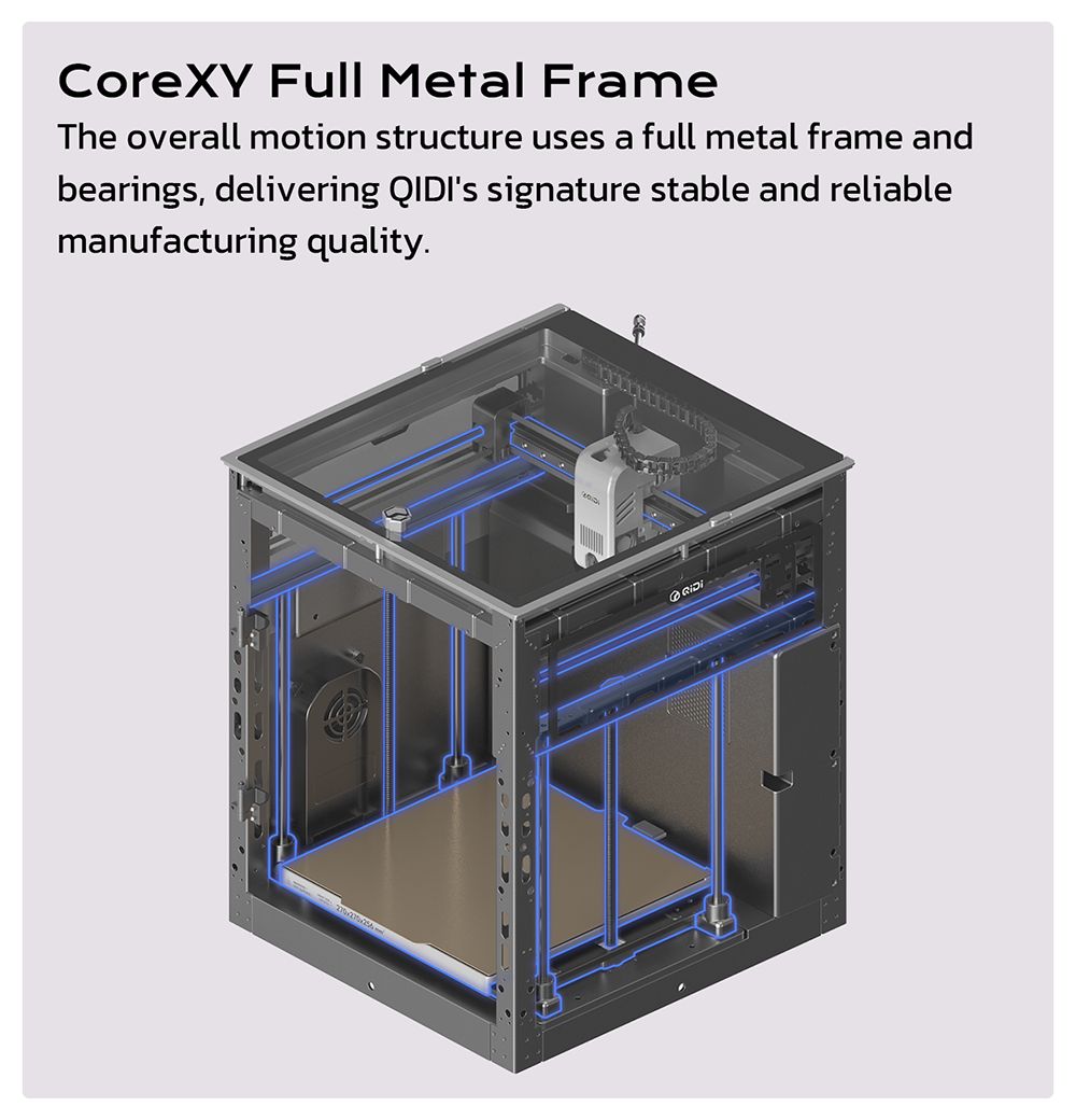 QIDI TECH Q2 3D Printer, 600mm/s High-Speed, 370&deg;C Hot End, Enclosed Chamber 65&deg;C, Auto Leveling, AI Camera, Large Build Volume 270&times;270&times;256mm, Compatible with PLA/ABS/PETG/TPU and Advanced Materials