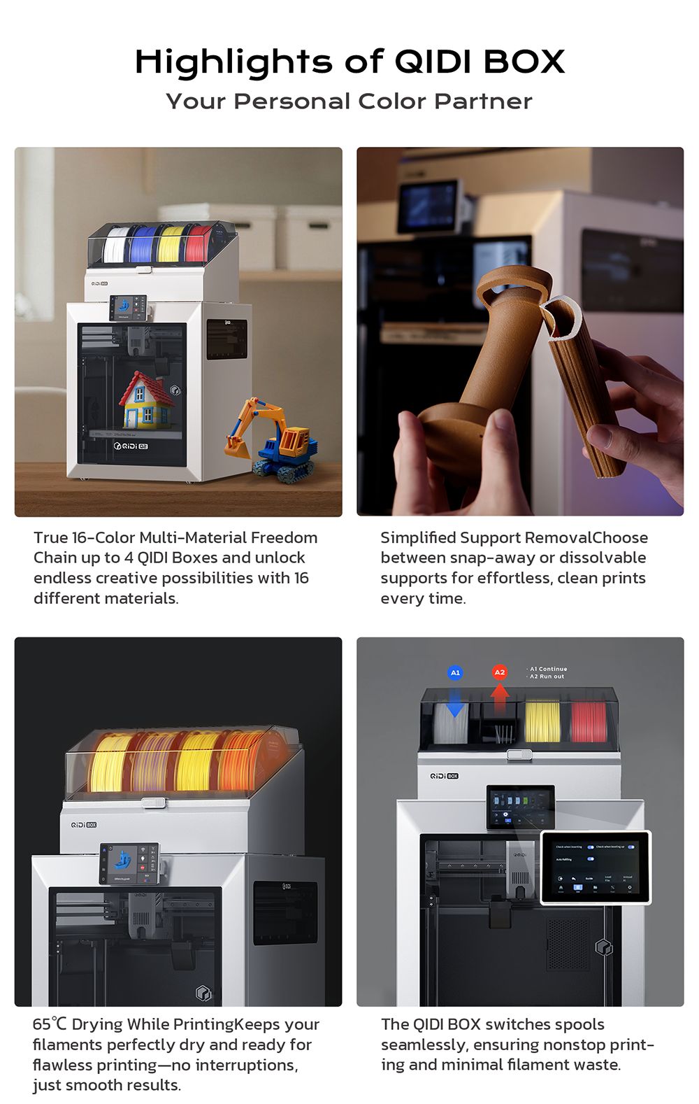 QIDI TECH Q2 3D Printer, 600mm/s High-Speed, 370&deg;C Hot End, Enclosed Chamber 65&deg;C, Auto Leveling, AI Camera, Large Build Volume 270&times;270&times;256mm, Compatible with PLA/ABS/PETG/TPU and Advanced Materials