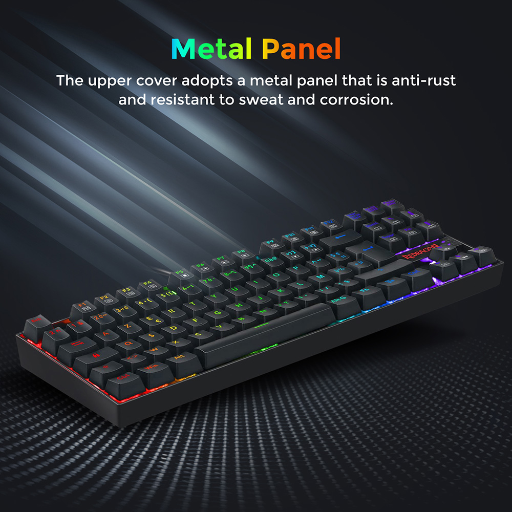 Redragon K552P-KR-FR RGB Backlight TKL Mechanical Keyboard Compact 88 Keys AZERTY FR Layout Red Switch - Black
