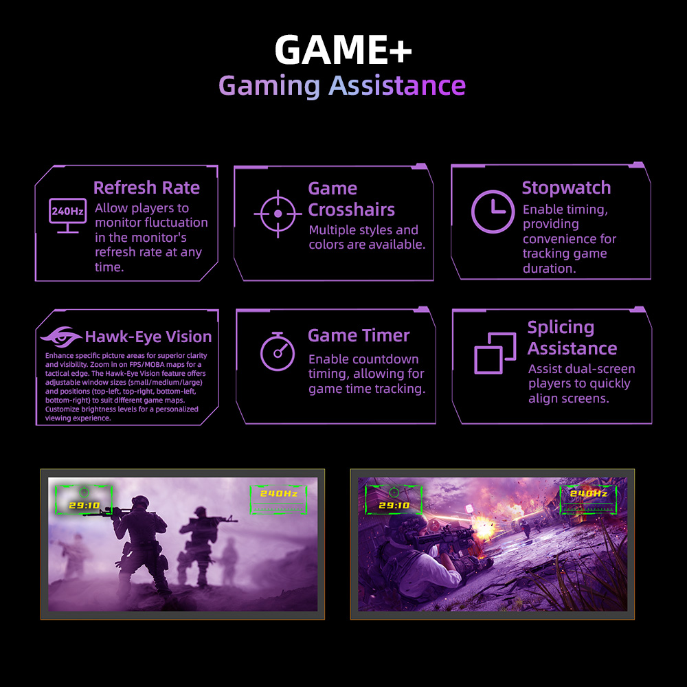 TITAN ARMY C24A1H Gaming Monitor, 23.6 inch 1500R Curved VA Screen, 1920*1080, 240Hz Refresh Rate, Dynamic OD, FreeSync, HDR10, 10 Scenario Modes, 96% sRGB, Game+, 1*HDMI 2.0, 1*DP1.2, 1*Audio, Low Blue Light
