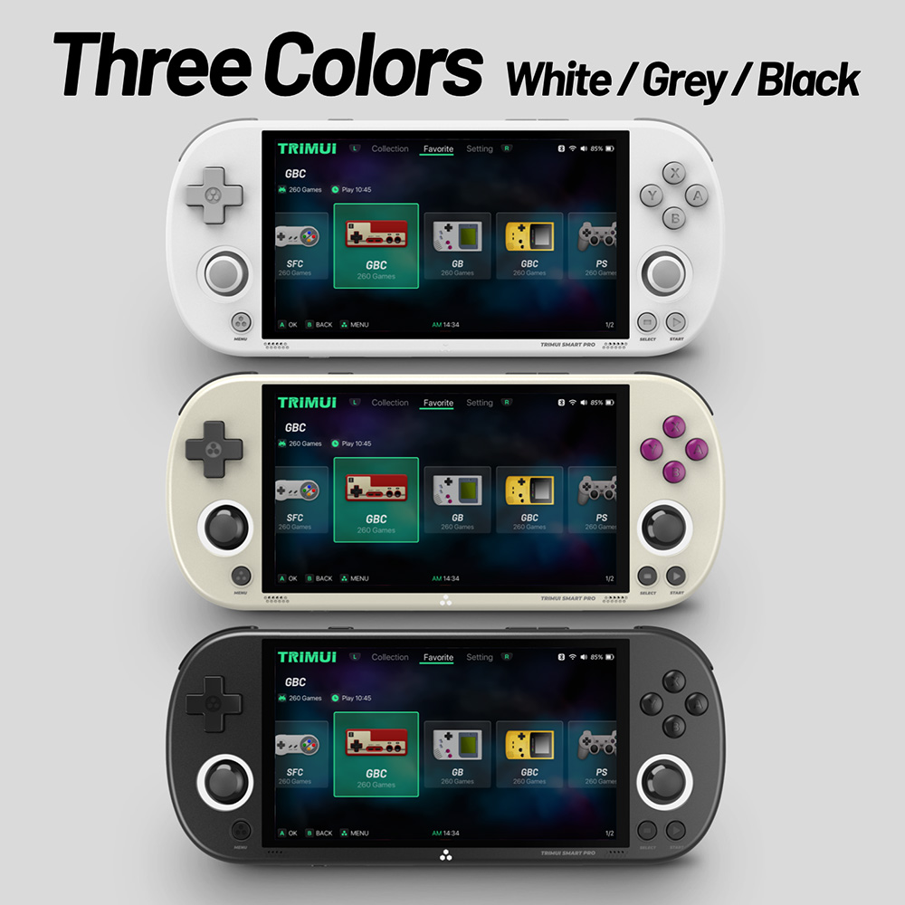 TRIMUI Smart Pro Handheld-Spielkonsole, 4,96-Zoll-IPS-Bildschirm, Linux-Betriebssystem, 1GB RAM, 8GB Speicher, 128GB TF-Karte, 5 Stunden Spielzeit - Wei&szlig;
