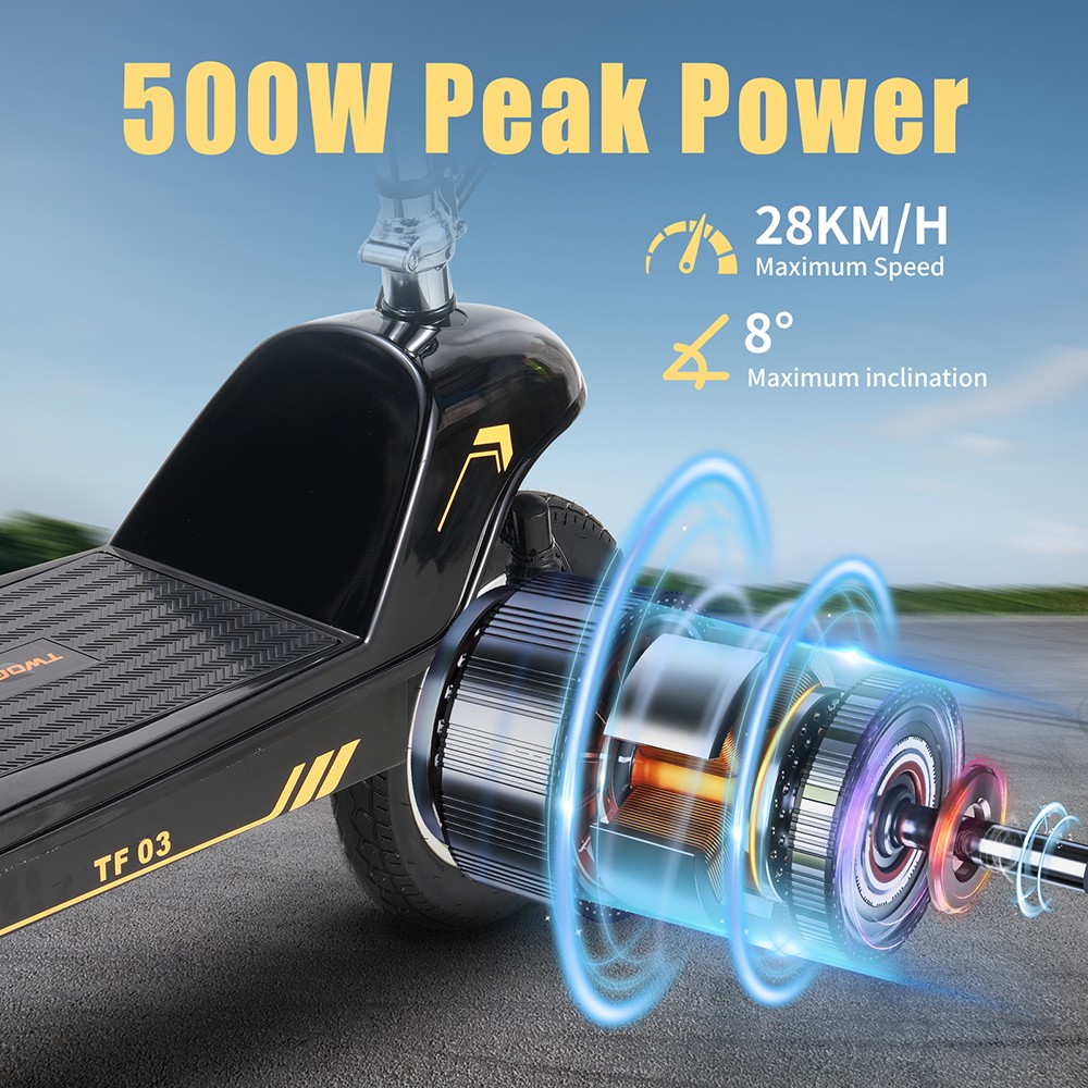 TWOFISH TF03 Elektroroller mit abnehmbarem Sitz, 350W Motor, 48V 15Ah Batterie, vordere 12 Zoll & hintere 10 Zoll Reifen, 30 km/h maximale Geschwindigkeit, 30 km Reichweite, Scheibenbremsen, vorderer Sto&szlig;d&auml;mpfer